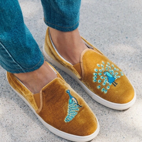 Soludos Shoes - Soludos Anthropologie Gold Peacock Slip-On Sneaker
